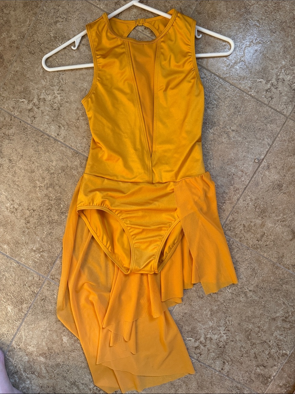 balera Gold Asymmetrical Mesh Dance Leotard